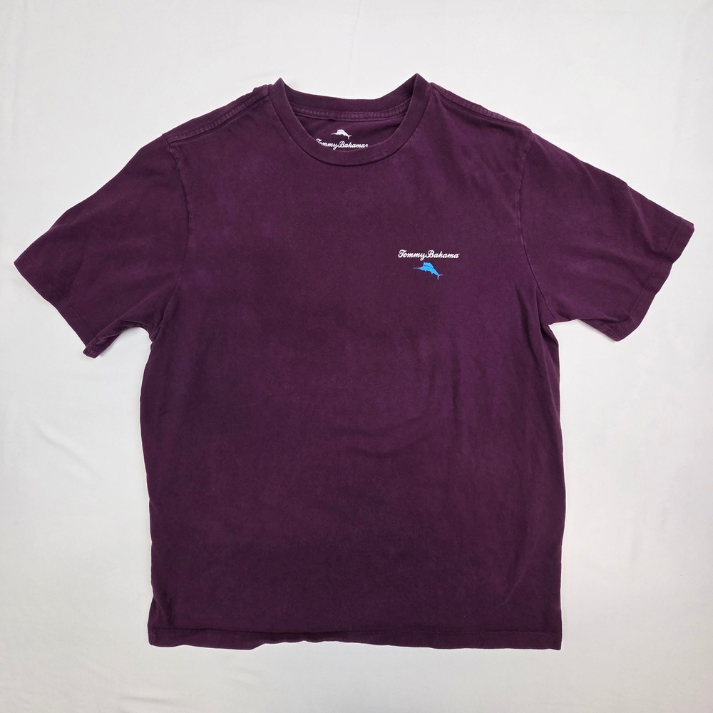 Tommy Bahama Mens Deck The Hulls Graphic T-Shirt Small Purple Holiday Cotton